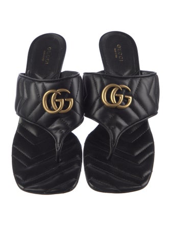 Gucci Double G Logo Leather Slides
