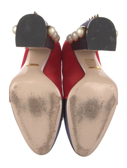 Gucci Faux Pearl Accents Satin Pumps