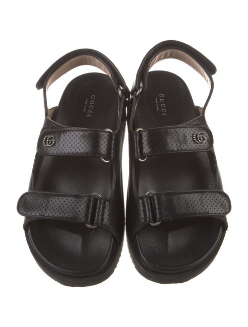 Gucci Double G Logo Leather Slingback Sandals