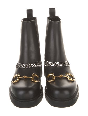 Gucci Chain-Link Accent Leather Chelsea Boots