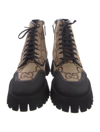 Gucci GG Canvas Canvas Lace-Up Boots