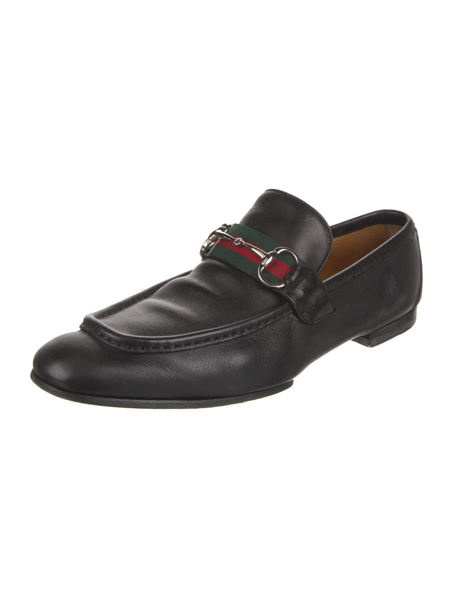 Gucci Web Accent Leather Dress Loafers