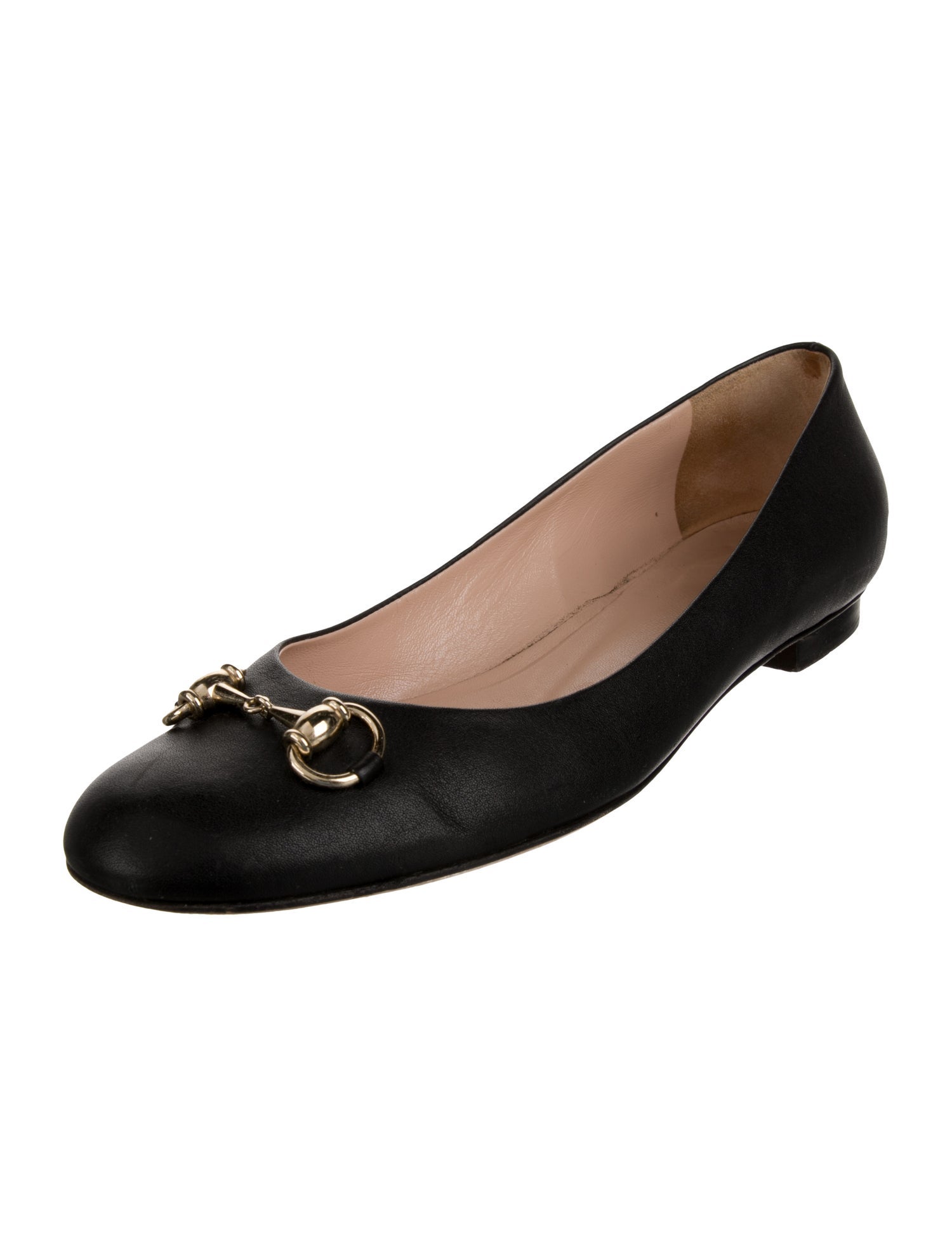 Gucci Horsebit Accent Leather Ballet Flats