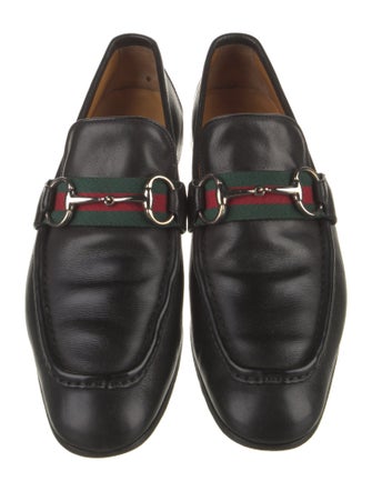 Gucci Web Accent Leather Dress Loafers