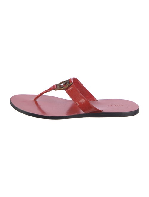Gucci Microguccissima Pattern Patent Leather T-Strap Sandals