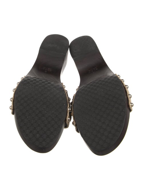 Gucci Horsebit Accent Canvas Slides