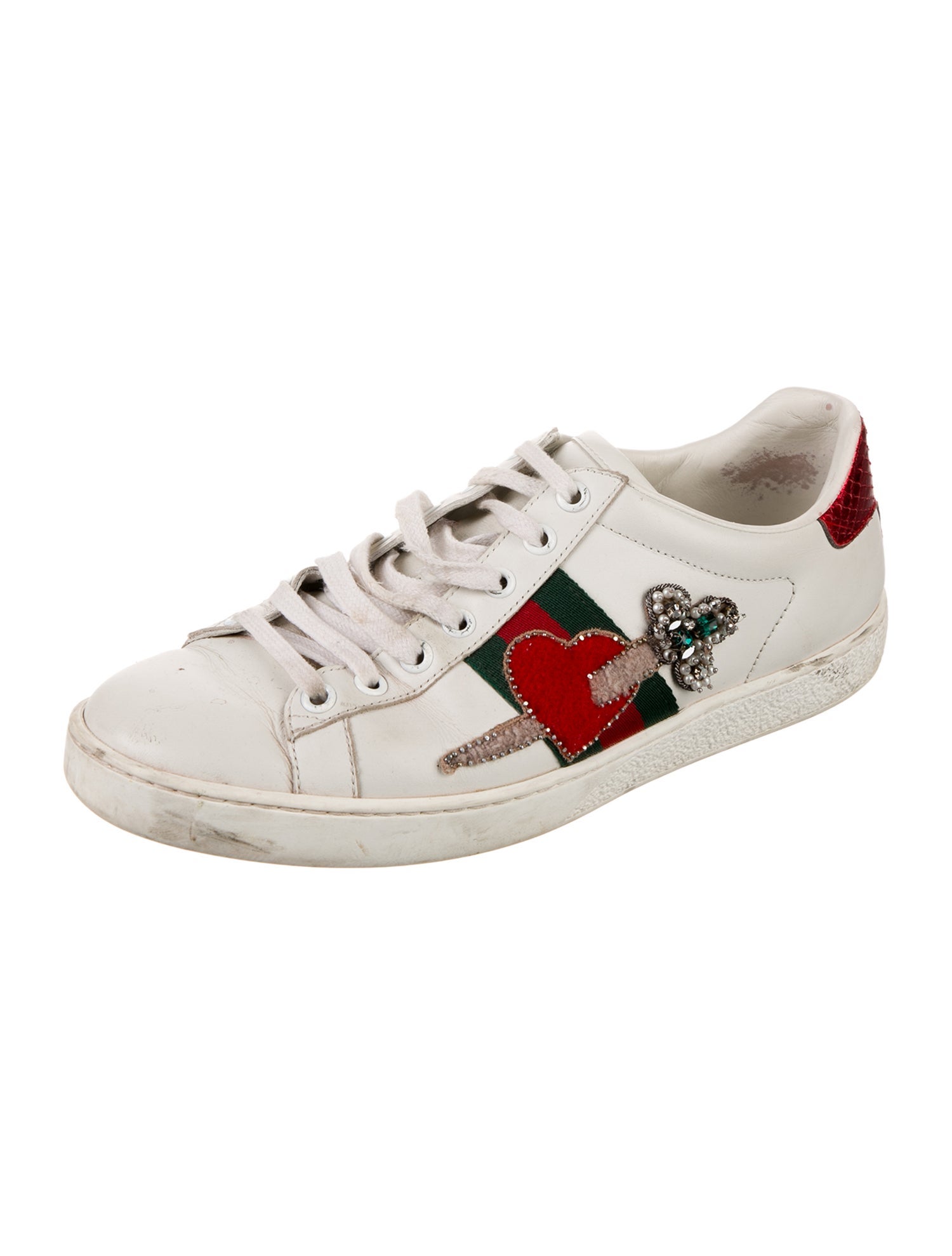 Gucci Web Accent Leather Sneakers