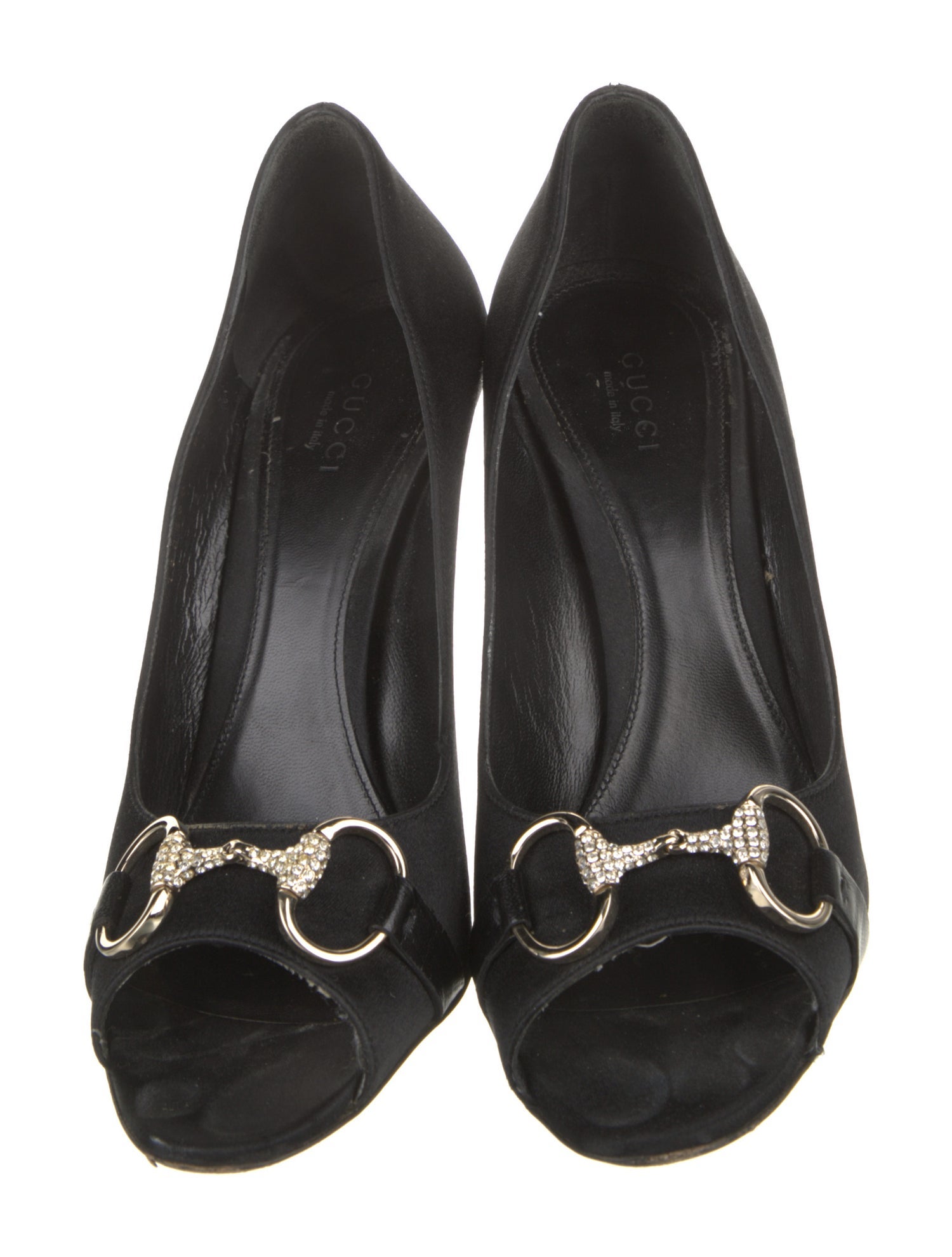 Gucci Horsebit Accent Satin Pumps