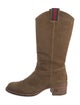 Gucci Web Accent Suede Western Boots