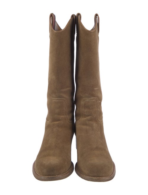 Gucci Web Accent Suede Western Boots