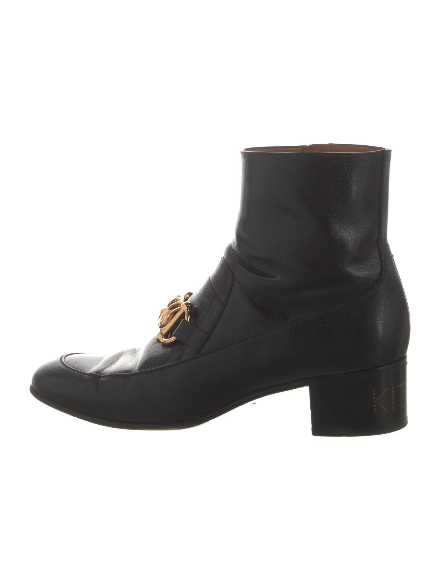 Gucci Leather Chain-Link Accents Boots