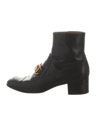 Gucci Leather Chain-Link Accents Boots