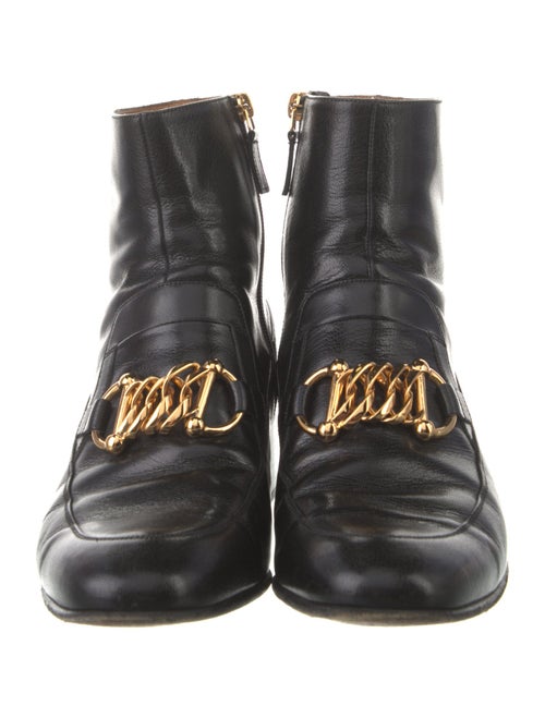 Gucci Leather Chain-Link Accents Boots