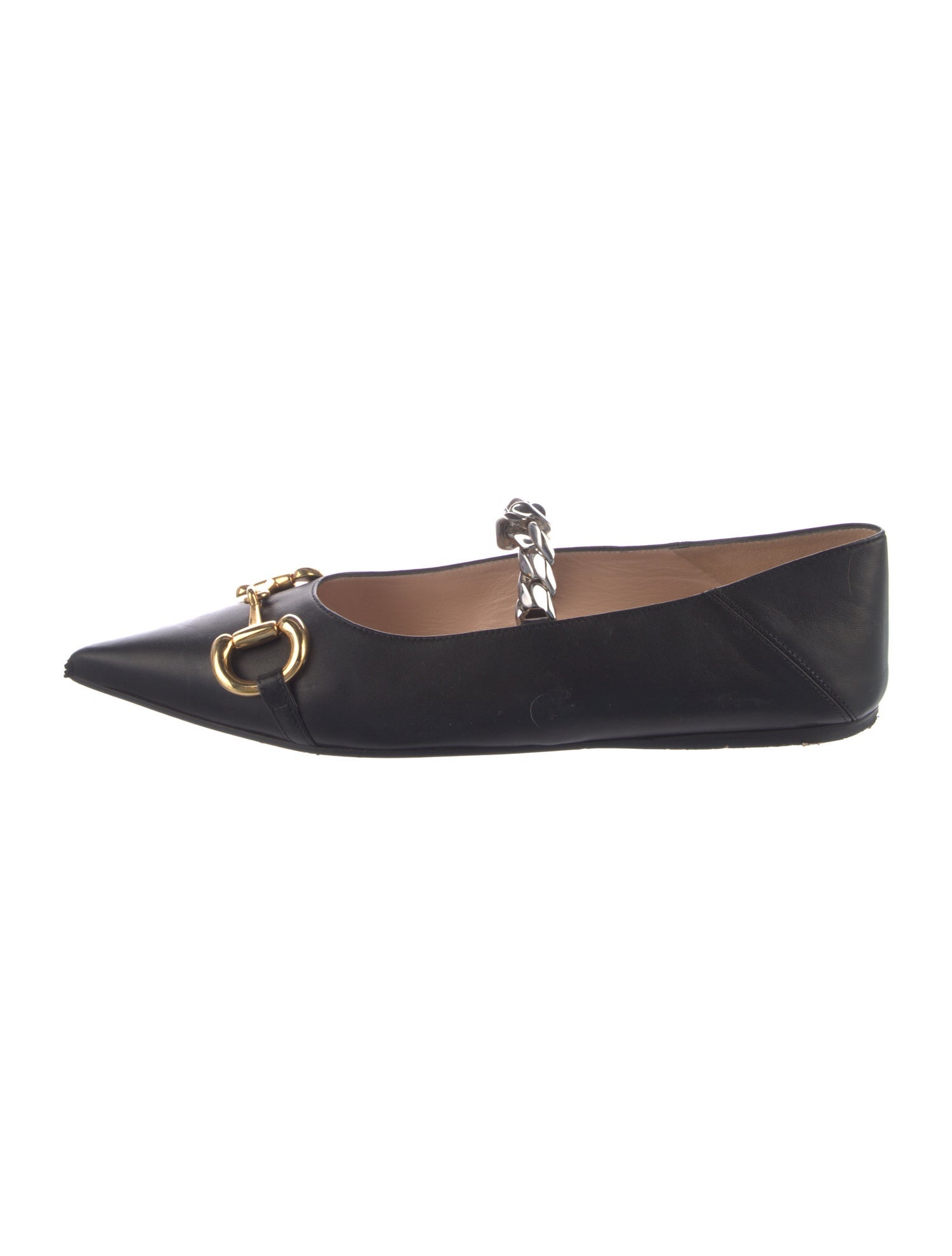 Gucci Horsebit Accent Leather Ballet Flats