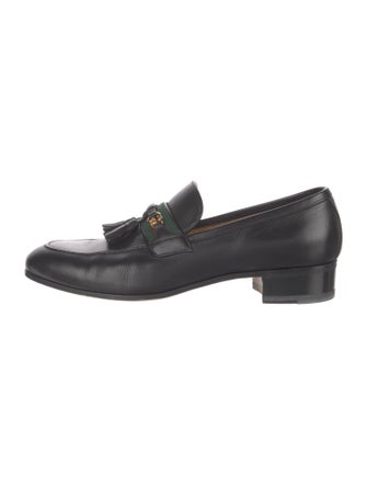 Gucci Web Accent Leather Dress Loafers