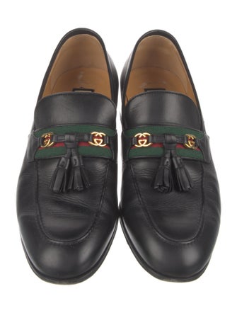 Gucci Web Accent Leather Dress Loafers