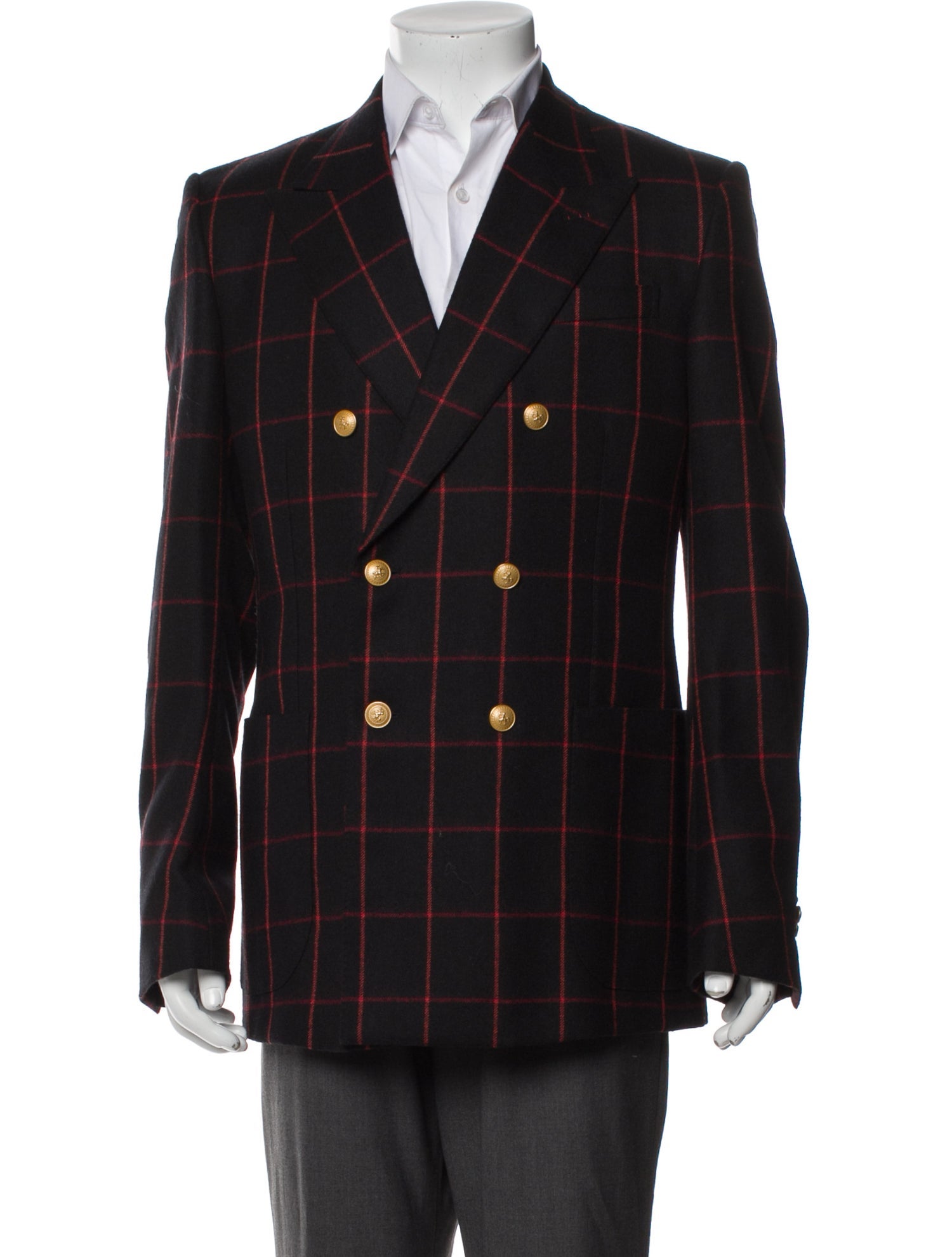 Gucci Wool Plaid Print Blazer