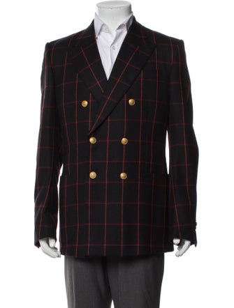 Gucci Wool Plaid Print Blazer