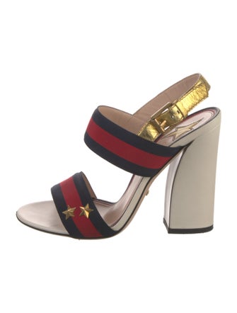 Gucci Sylvie Web Accent Leather Slingback Sandals