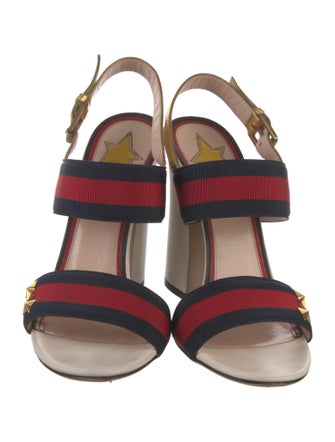 Gucci Sylvie Web Accent Leather Slingback Sandals