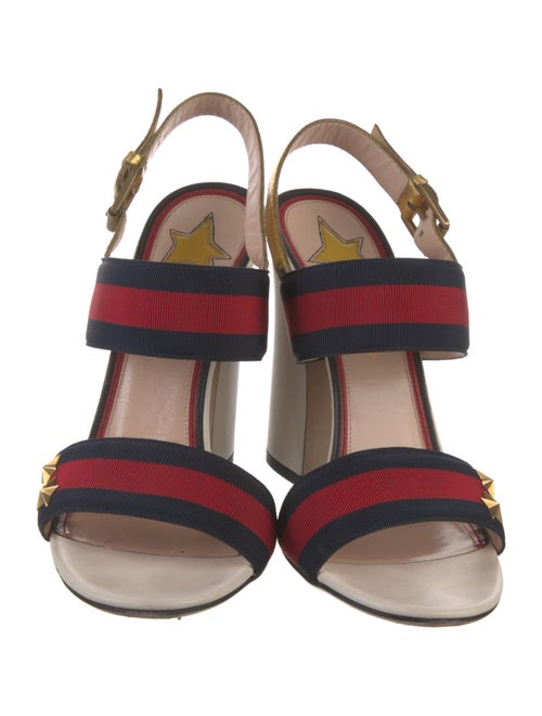 Gucci Sylvie Web Accent Leather Slingback Sandals