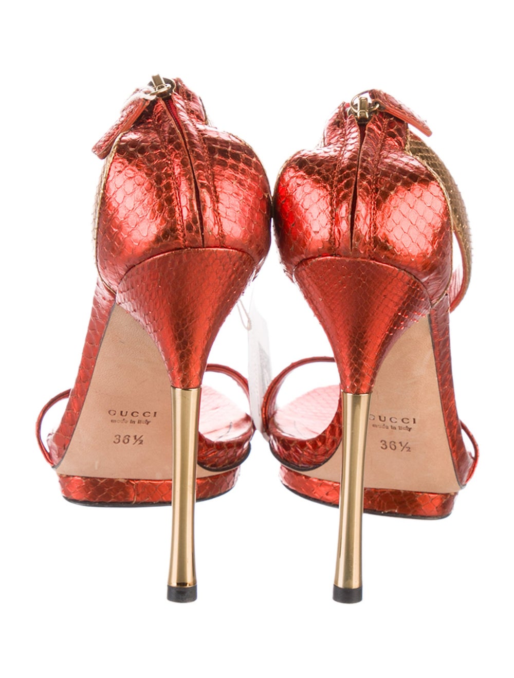 Gucci Python Sandals Orange Platform Wrap-Around … - image 4