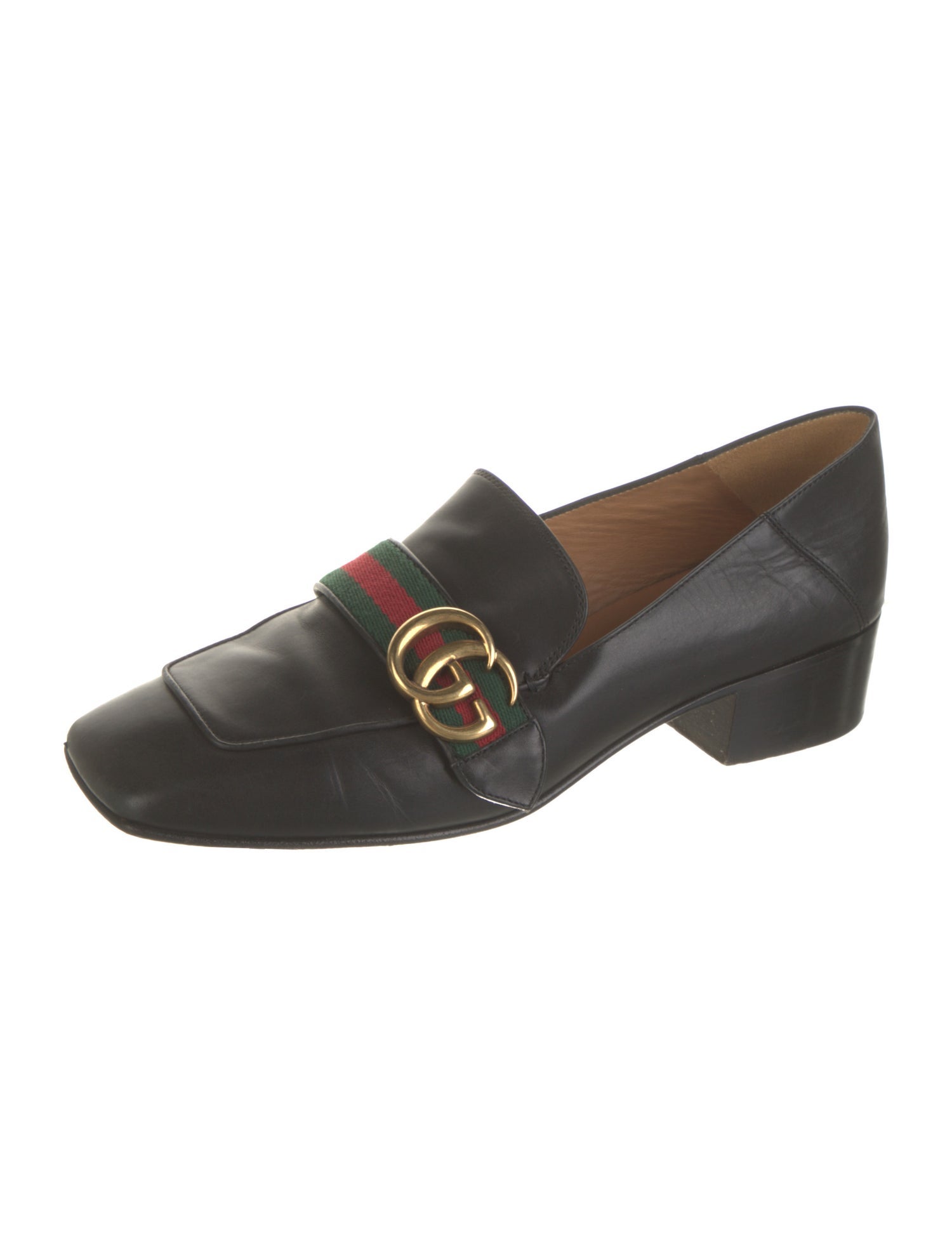 Gucci Web Accent Leather Pumps