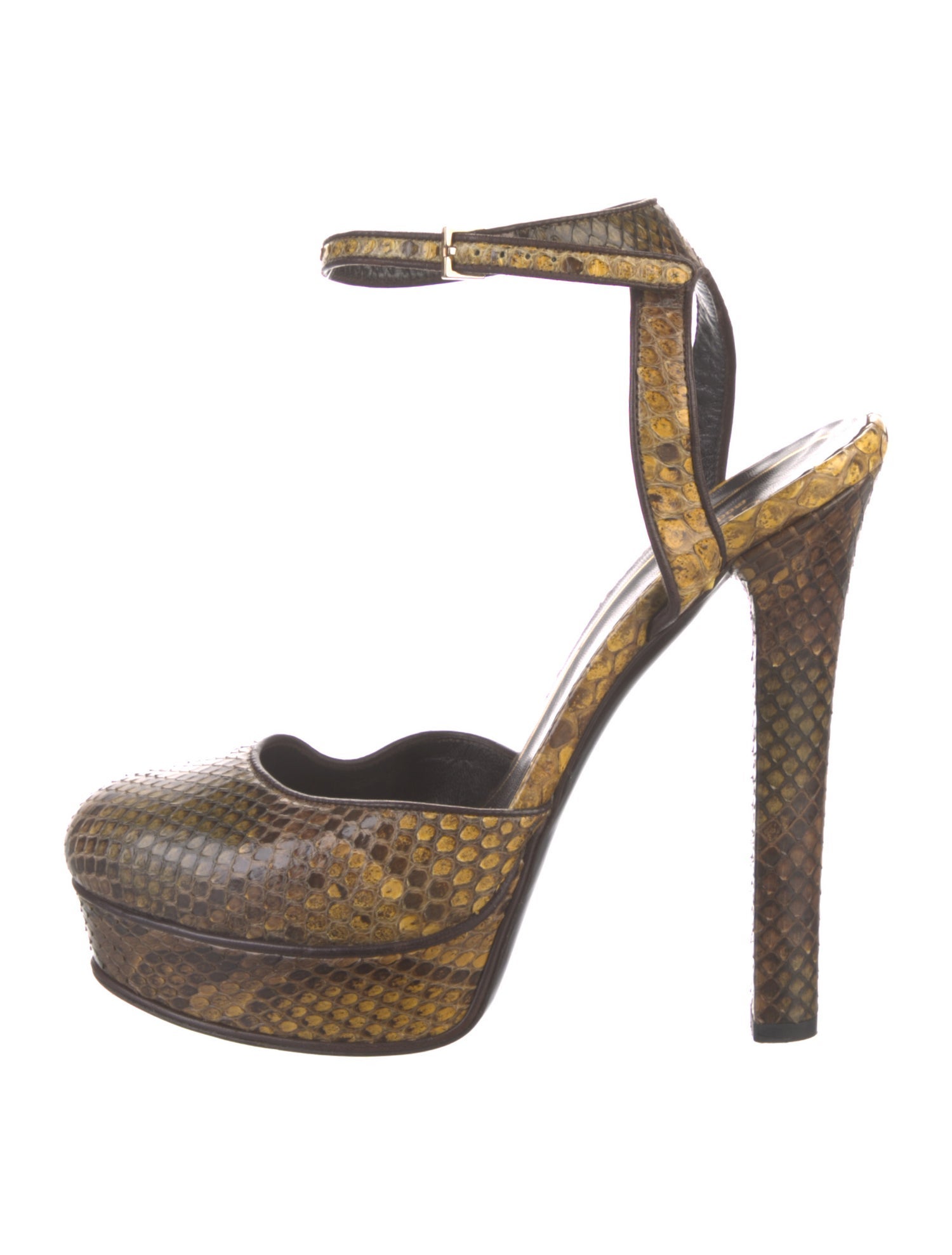 Gucci Snakeskin Animal Print Slingback Pumps