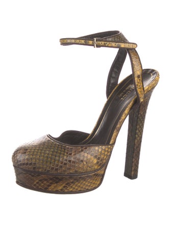 Gucci Snakeskin Animal Print Slingback Pumps