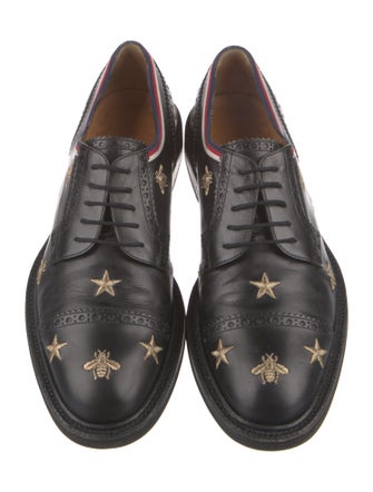 Gucci Sylvie Web Accent Leather Derby Shoes