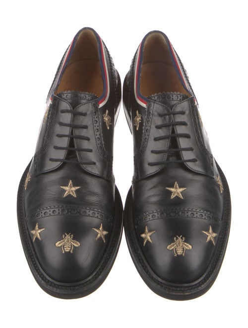 Gucci Sylvie Web Accent Leather Derby Shoes