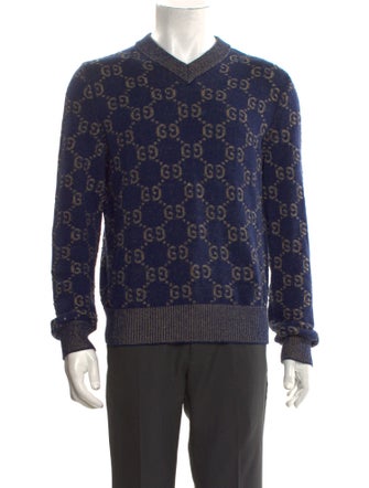 Gucci GG Logo V-Neck Pullover