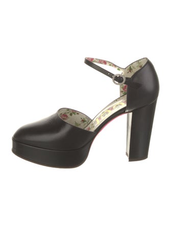 Gucci Leather Crystal Embellishments D'Orsay Pumps