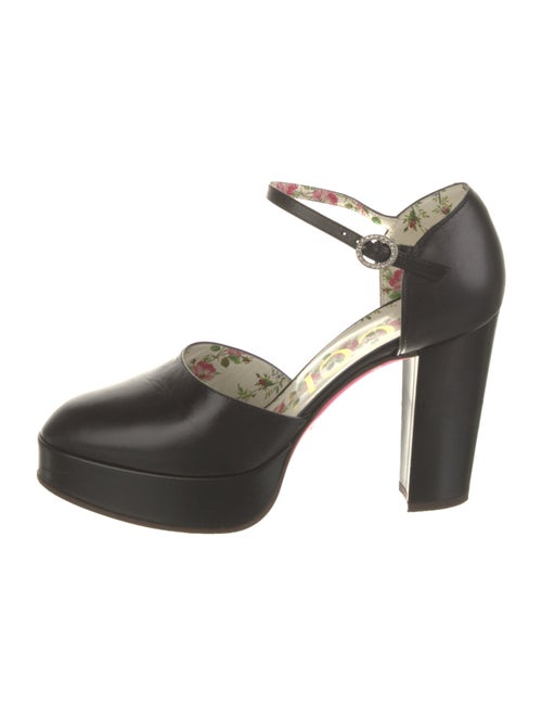 Gucci Leather Crystal Embellishments D'Orsay Pumps