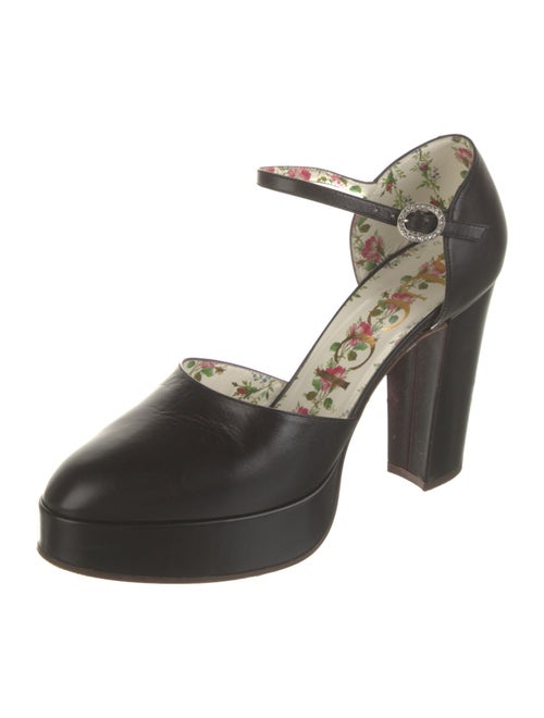 Gucci Leather Crystal Embellishments D'Orsay Pumps