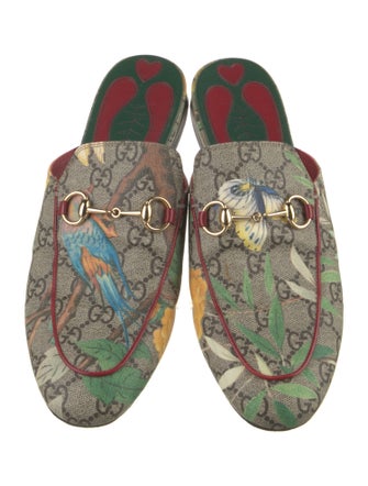 Gucci Horsebit Accent Floral Print Mules