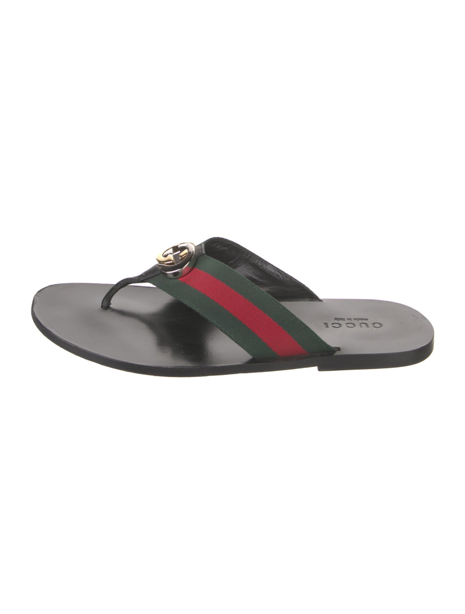 Gucci Web Accent Leather Sandals