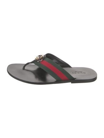 Gucci Web Accent Leather Sandals
