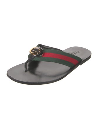 Gucci Web Accent Leather Sandals