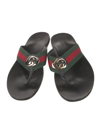 Gucci Web Accent Leather Sandals