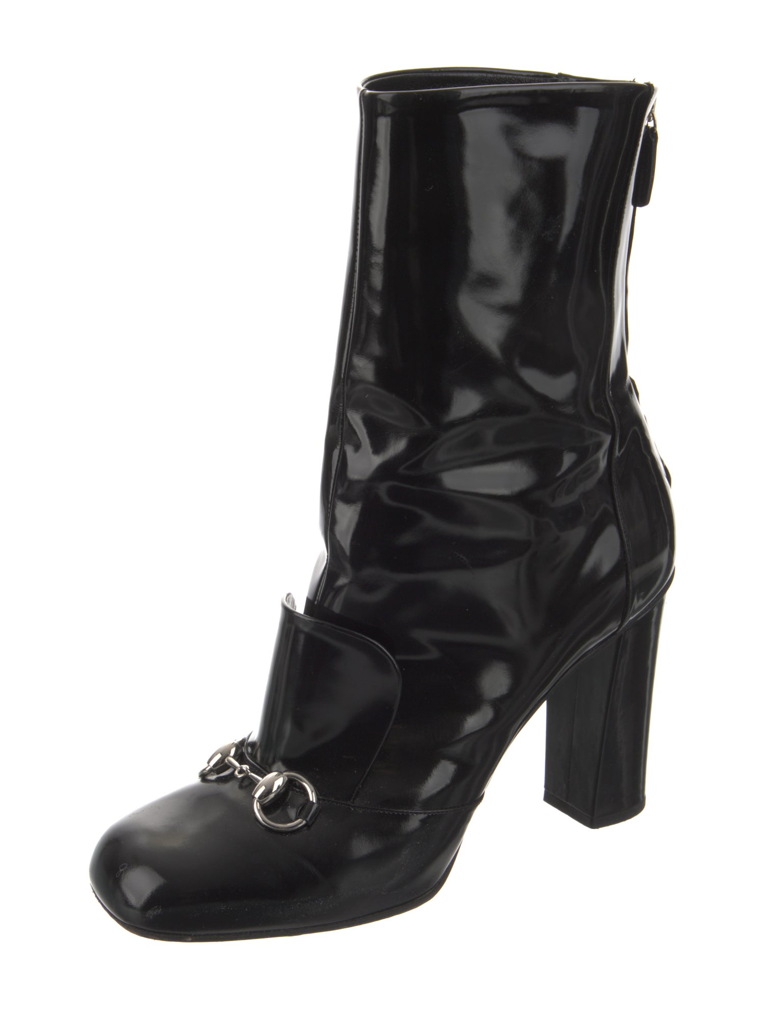 Gucci Horsebit Accent Patent Leather Boots