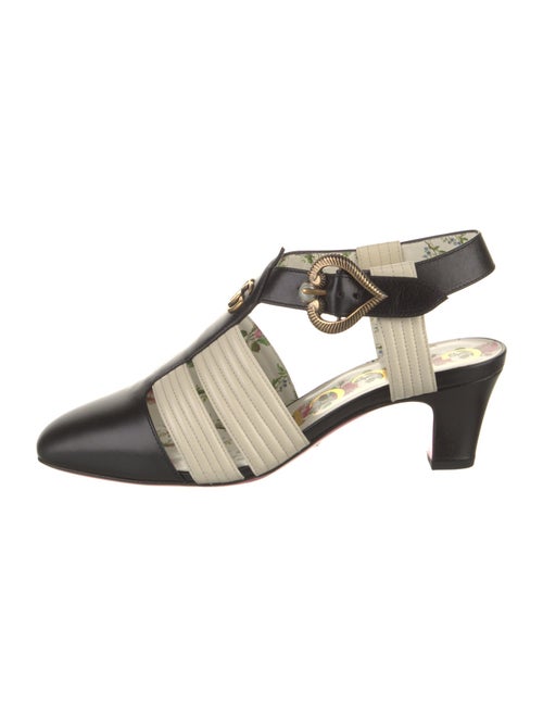 Gucci Faux Pearl Accents Leather T-Strap Pumps
