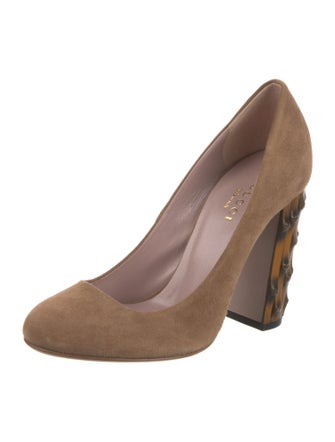 Gucci Bamboo Accent Suede Pumps