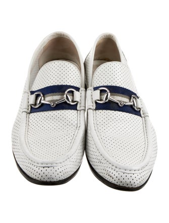 Gucci Web Accent Leather Loafers