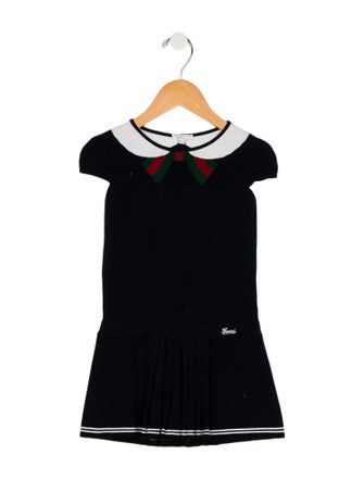 Gucci Girls' Pleated Short Sleeve Dress