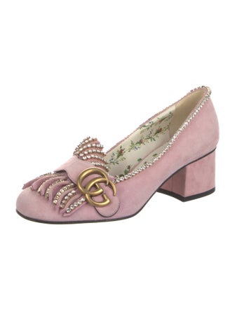 Gucci Suede Crystal Embellishments Pumps