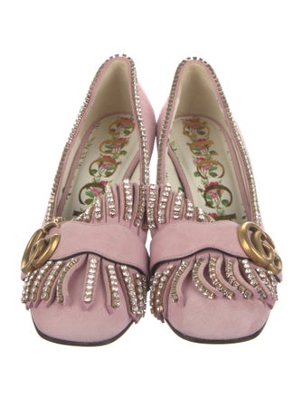 Gucci Suede Crystal Embellishments Pumps