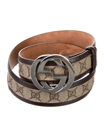 Gucci GG Supreme Leather Trim Embellishment Waist Belt