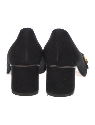 Gucci Suede Fringe Trim Accent Pumps
