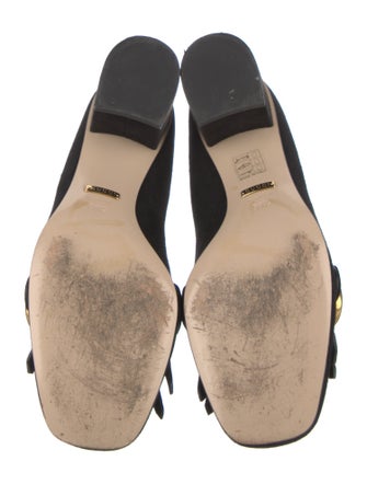 Gucci Suede Fringe Trim Accent Pumps